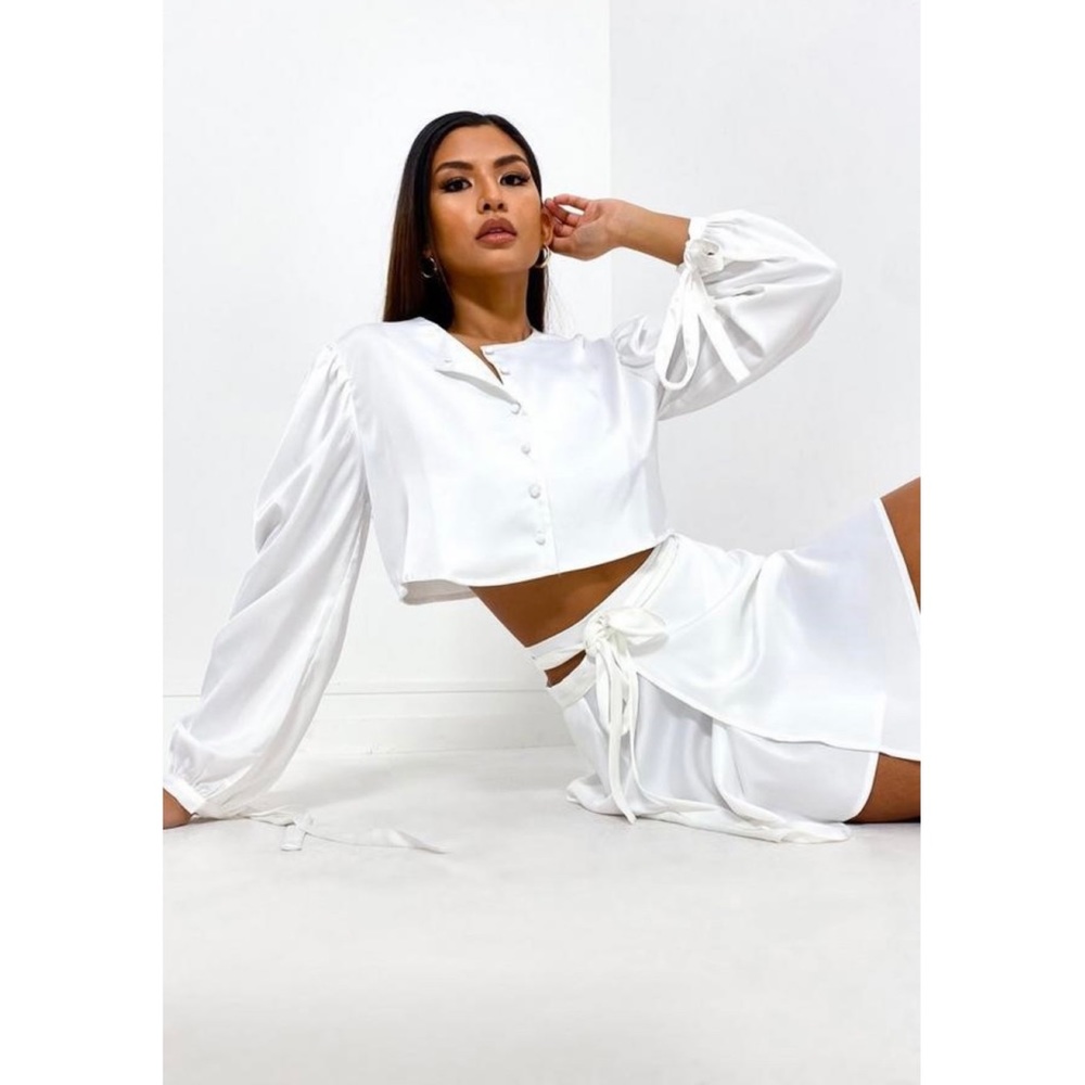 White Satin Co Ord Set